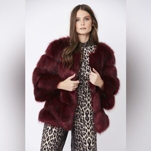 JAYLEY Red Faux Fur Ella Coat